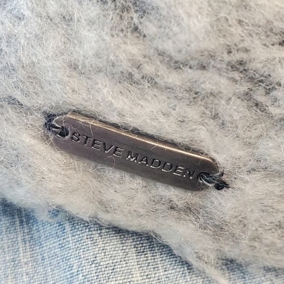 STEVE MADDEN OVERSIZE INFINITY SCARF MIXED PRINT BLACK CHARCOAL GREY WOMEN OS - Picture 5 of 12